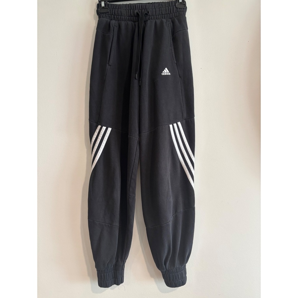 Adidas 3-Stripe Wrapped Joggers Women XS Black Elastic Waist Sweatpants lounge